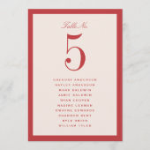 Carte de plan de table de mariage rouge (Devant)