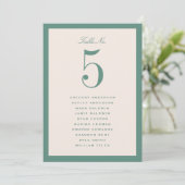 Carte de plan de table de mariage vert (Debout devant)