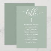 Carte de plan de table de mariage vert sauge calli (Devant / Derrière)