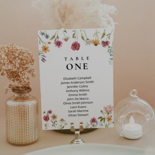 Carte de plan de table de mariage Wildflower Weddi
