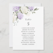Carte de plan de table d'hortensia violet floral (Devant)