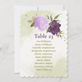 carte de plan de table fleurs violettes feuilles v (Devant)
