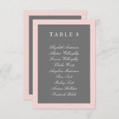 Carte de plan de table gris et rose blush (Devant / Derrière)
