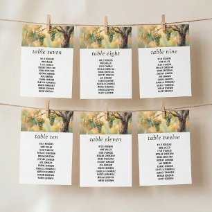 Carte de plan de table Raisins Rustiques Vignoble