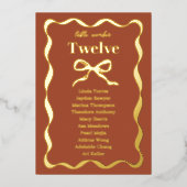 Carte de plan de table rétro de mariage à nœud coq (Devant)