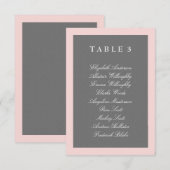 Carte de plan de table rose blush et gris (Devant / Derrière)