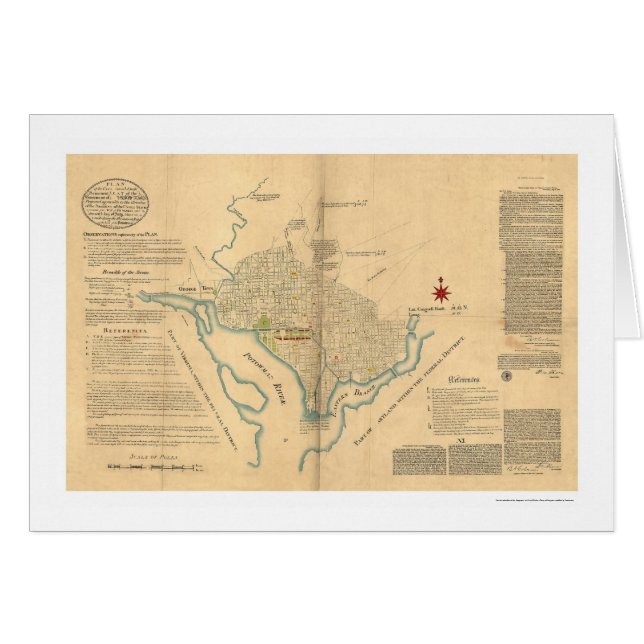Carte de plan de Washington DC par L'Enfant 1791 (Devant horizontal)