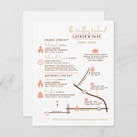 Carte de plan d'événement personnalisée pour Nicol (Devant / Derrière)