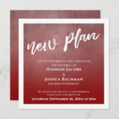 Carte de plan Mariage reportée Deep Red Ombre (Devant / Derrière)