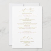 Carte de planning de week-end de mariage minimalis (Dos)
