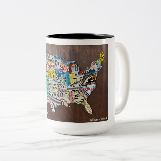 Carte de plaque de licence deux tons mug 15oz (Devant droit)