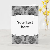 Carte de pliage Arrière - plan en dentelle noire (Fleur jaune)