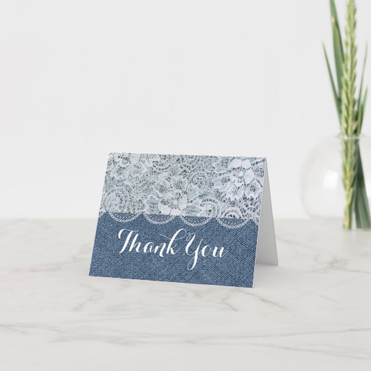 Carte de pliage Denim & Lace Merci rustique (Devant)