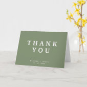 Carte de pliage moderne Merci Mariage vert (Fleur jaune)
