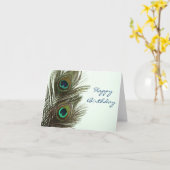 Carte de plume de paon de joyeux anniversaire (Fleur jaune)