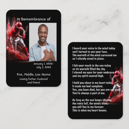 Carte de poche commémorative Baseball Softball  Ma (Devant / Derrière)