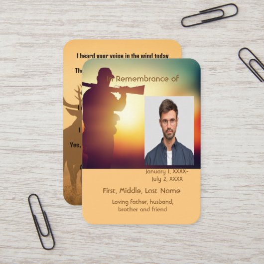 Carte de poche mémorial Chasseur de chasses Deer (Devant/Arrière en situation)