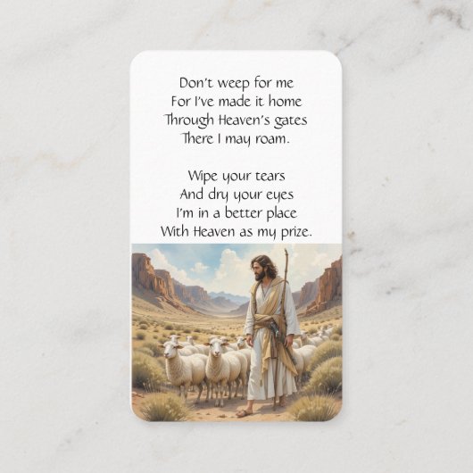 Carte de poche mémorial Lord Shepherd (Dos)