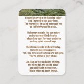 Carte de poche mémoriale Détection du métal (Dos)