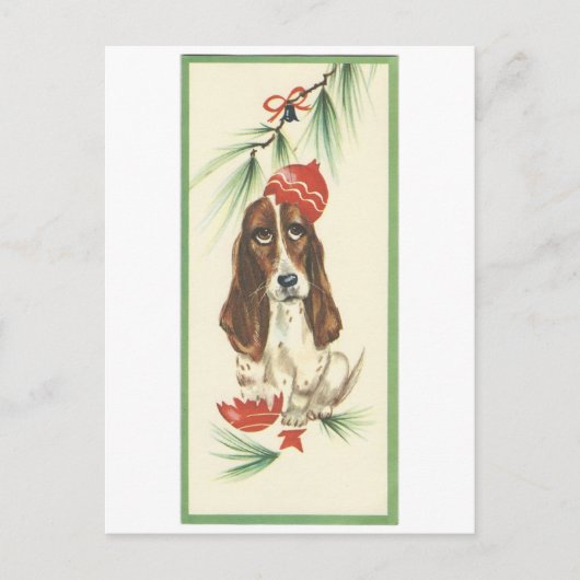 Carte de poche Vintage Christmas Basset (Devant)