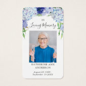 Carte de poème commémoratif funéraire Hydrangea (Devant)