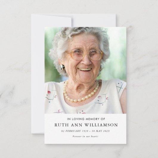 Carte de poème commémorative minimaliste simple (Devant)