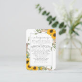 Carte de poème commémorative Sunflower Photo Funer (Debout devant)