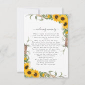 Carte de poème commémorative Sunflower Photo Funer (Dos)