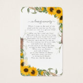 Carte de poème commémorative Sunflower Photo Funer (Dos)