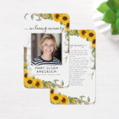 Carte de poème commémorative Sunflower Photo Funer (Bureau)