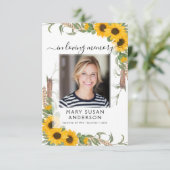 Carte de poème commémorative Sunflower Photo Funer (Debout devant)