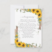 Carte de poème commémorative Sunflower Photo Funer (Dos)