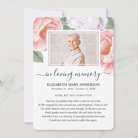 Carte de poème de Sympathie pour les funérailles d (Devant)