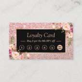 Carte de poinçon de fidélité Pink Floral Rose Gold (Devant)