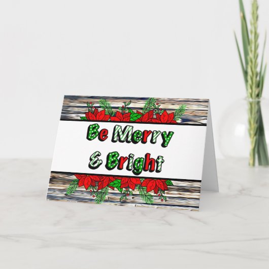 Carte de poinsettias dessinés à la main joyeuse et (Devant)