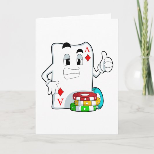 Carte de poker avec jetons de poker (Devant)