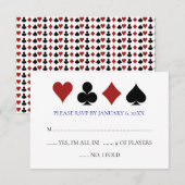 Carte de Poker Blue Las Vegas costume mariage RSVP (Devant / Derrière)