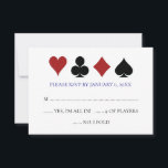 Carte de Poker Blue Las Vegas costume mariage RSVP<br><div class="desc">Éblouissez vos invités en leur envoyant ces fabuleux cartes de jeu de poker bleu,  noir,  blanc et rouge costume la carte RSVP avec leur invitation. Ils attendent avec impatience l'invitation officielle à ce mariage incontournable !</div>