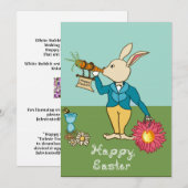 Carte de police de tissu de Pâques de lapin blanc (Devant / Derrière)