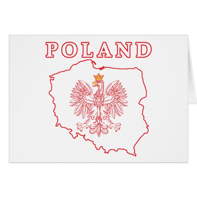 Carte de Pologne Rouge avec aigle (Devant horizontal)