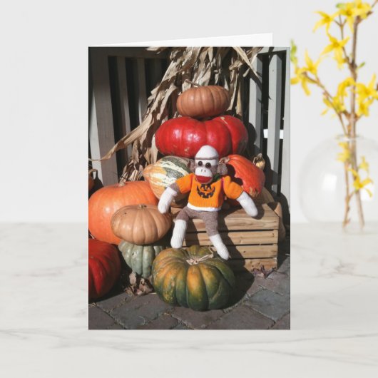 Carte de Pomkin Ernie the Sock Monkey (Fleur jaune)