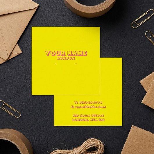 Carte de porte-oreille jaune et rose néon clair