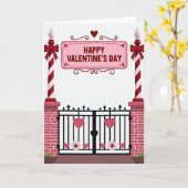 Carte de porte rayée Saint-Valentin joyeuse (Fleur jaune)