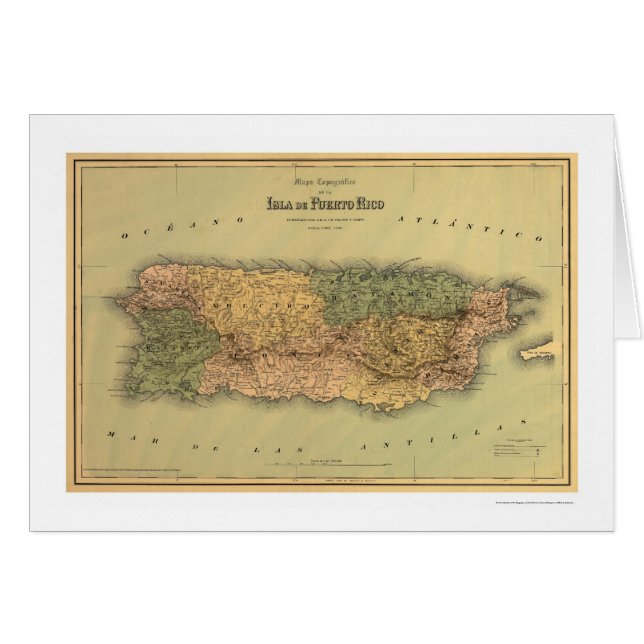 Carte de Porto Rico par Colton 1886 (Devant horizontal)