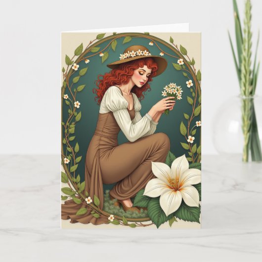 Carte de portrait à arche florale (Devant)