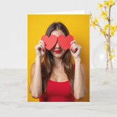 Carte de portrait à cœurs joyeux (Fleur jaune)