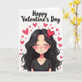 Carte de portrait d'anime pour la Saint-Valentin (Fleur jaune)
