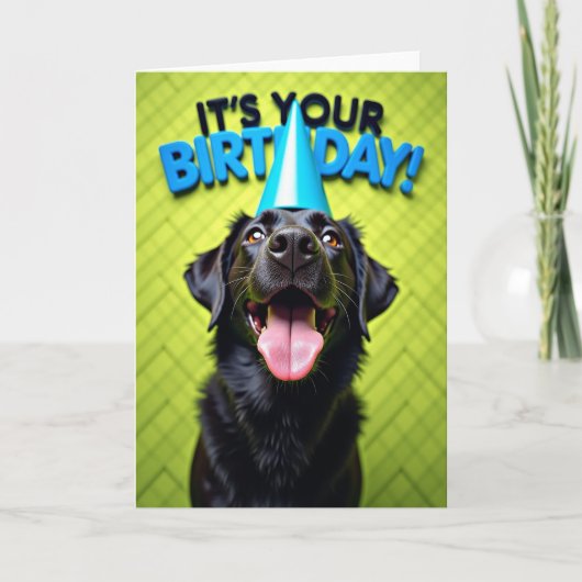 Carte de portrait d'anniversaire à fourrure noire (Devant)