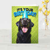 Carte de portrait d'anniversaire à fourrure noire (Fleur jaune)
