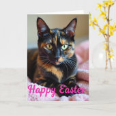 Carte de portrait de chat en mosaïque (Fleur jaune)